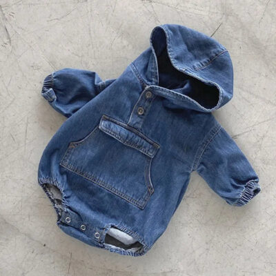 Baby Boys and Girls Denim Romper