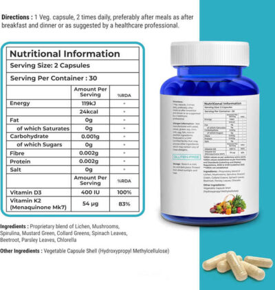 Vitamin D3 K2 Capsules for Bone Health